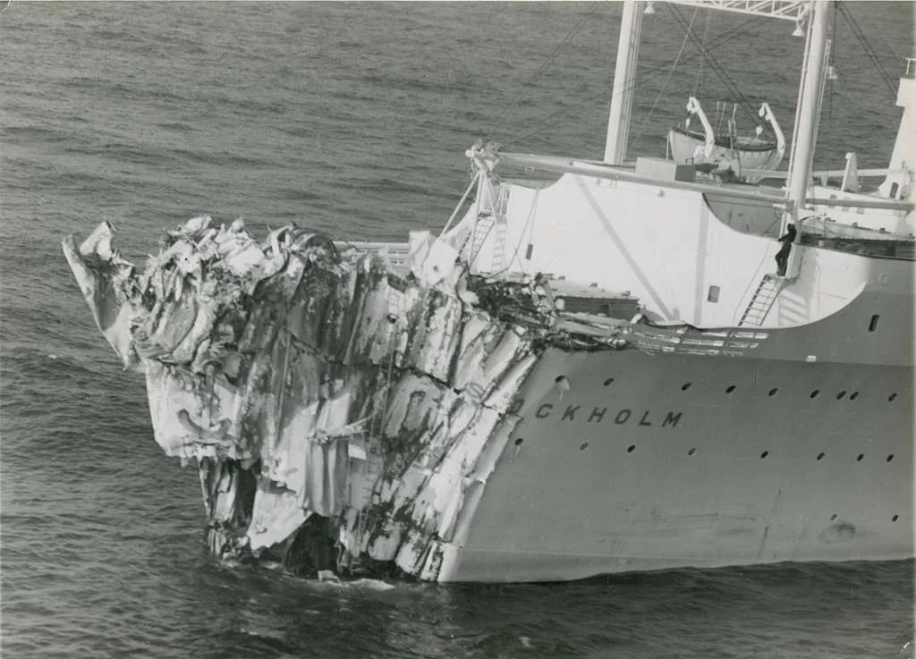 MS Stockholm bow damage after collision with SS Andrea Doria